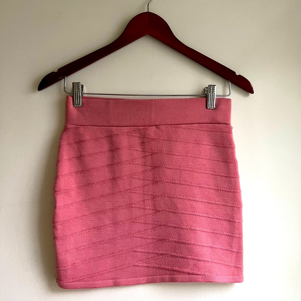 Pink Mini Skirt Bondage Shapewear Snatch Style Like BeBe - Size XS P